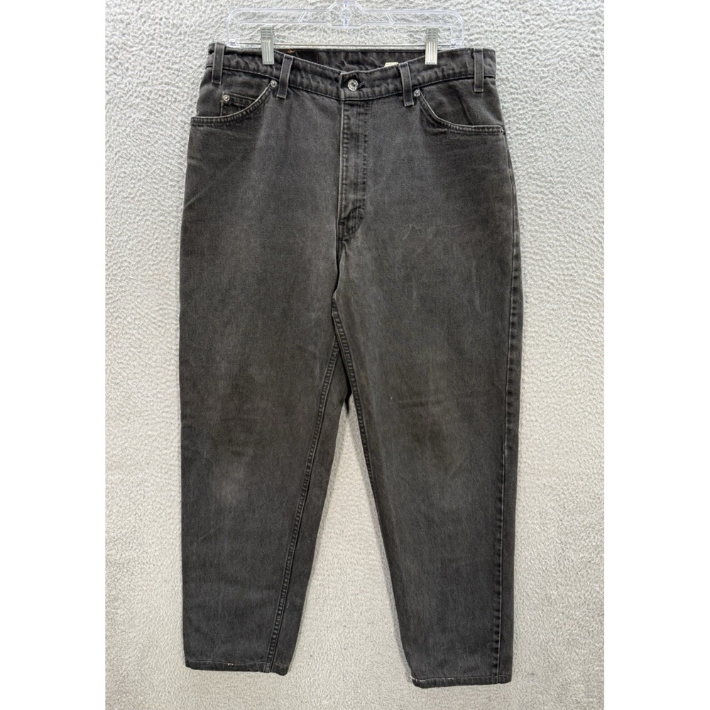 Vintage Levis 560 Jeans Mens 36x30 Black Denim Loose Fit Orange Tab Workwear 90s